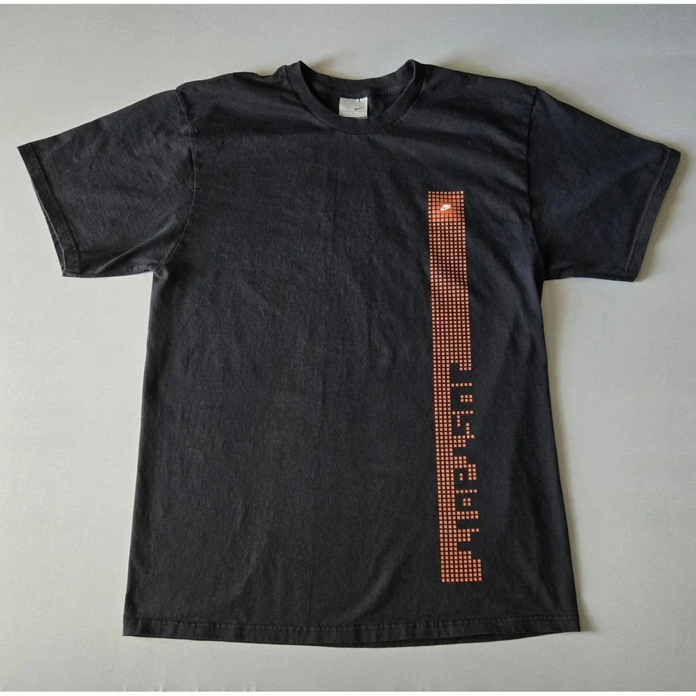Nike Graphic‎ T Shirt Mens Large Black Orange Swoosh Just Do It Casual Tee